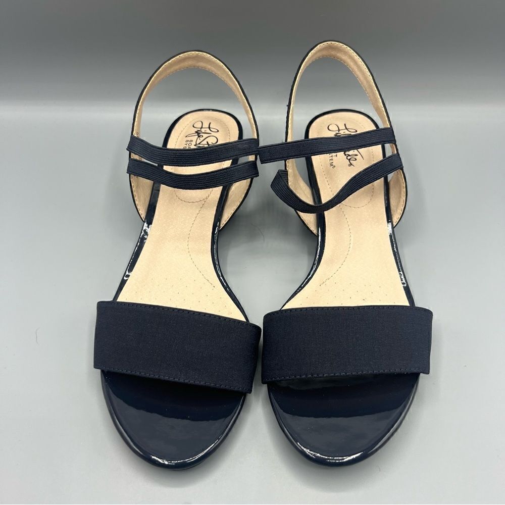 LifeStride Yolo Navy Strappy Wedge Sandals - Picture 2 of 9